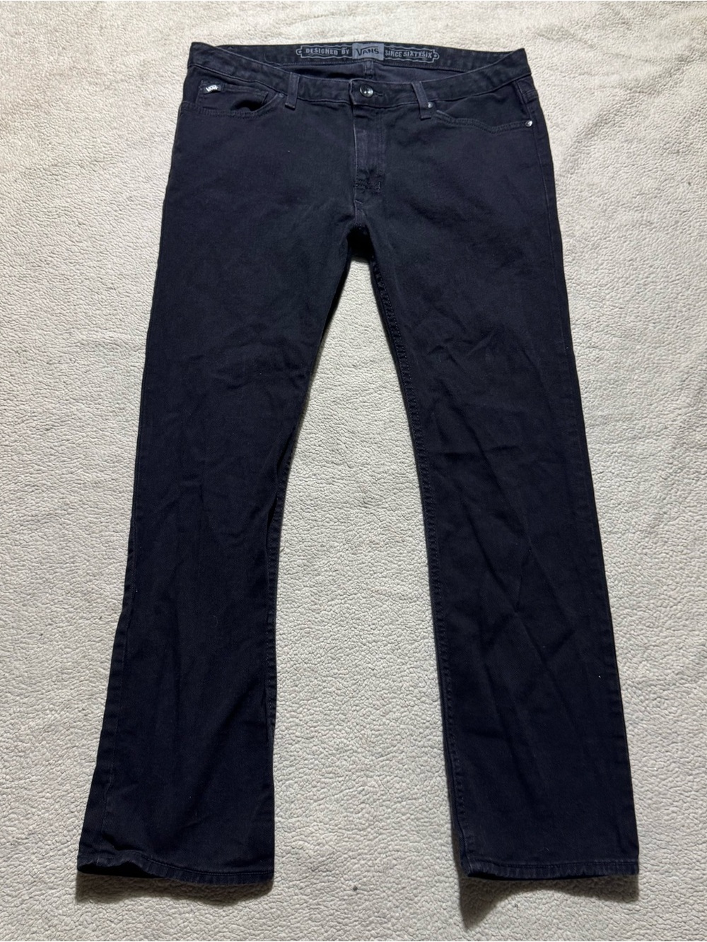 VANS Jeans Mens 34 Black Denim Mid Rise Cotton Blend Straight Leg Meas 34x29.5